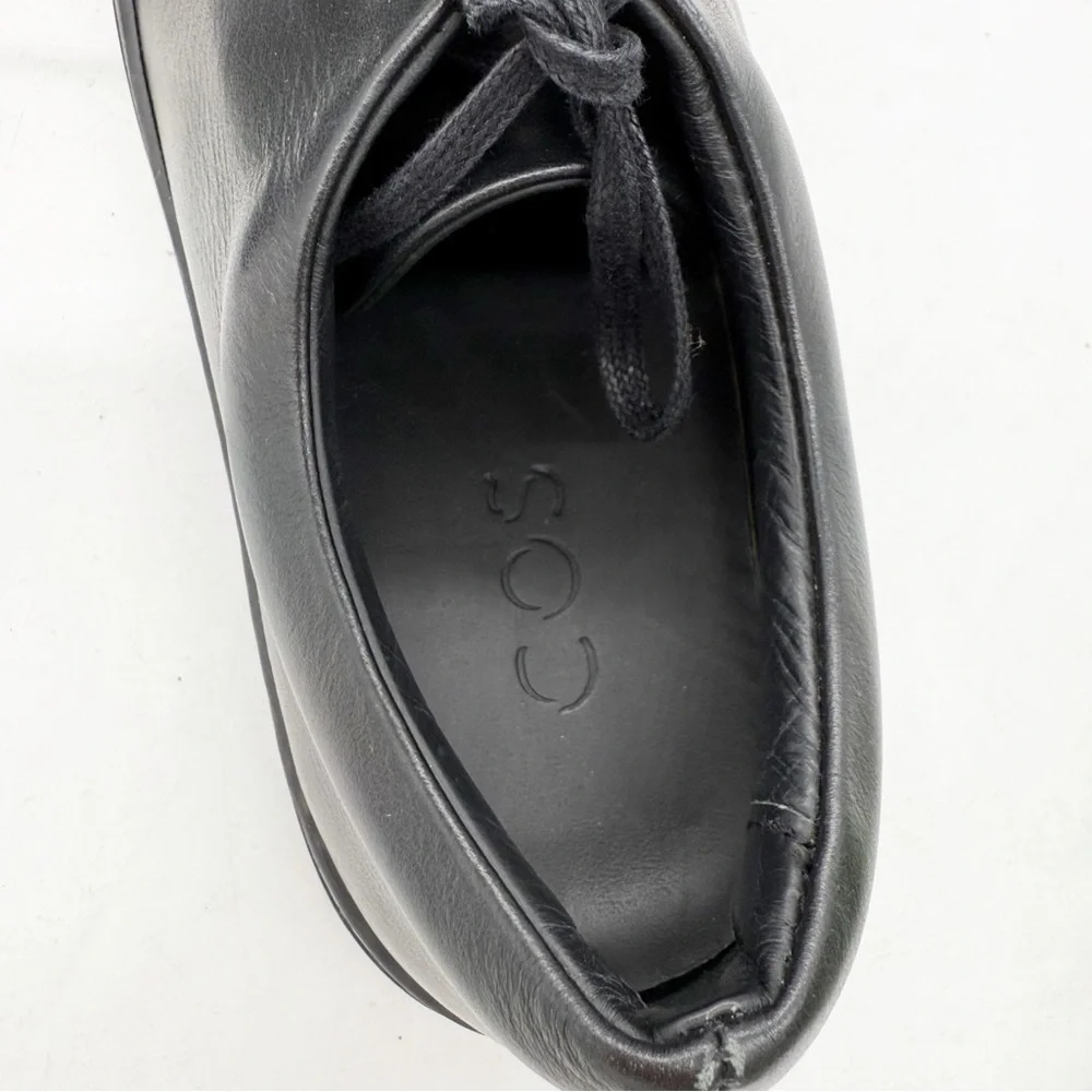 COS Black Leather Lace Up Sneakers Size 6 Minimalist Casual Contemporary